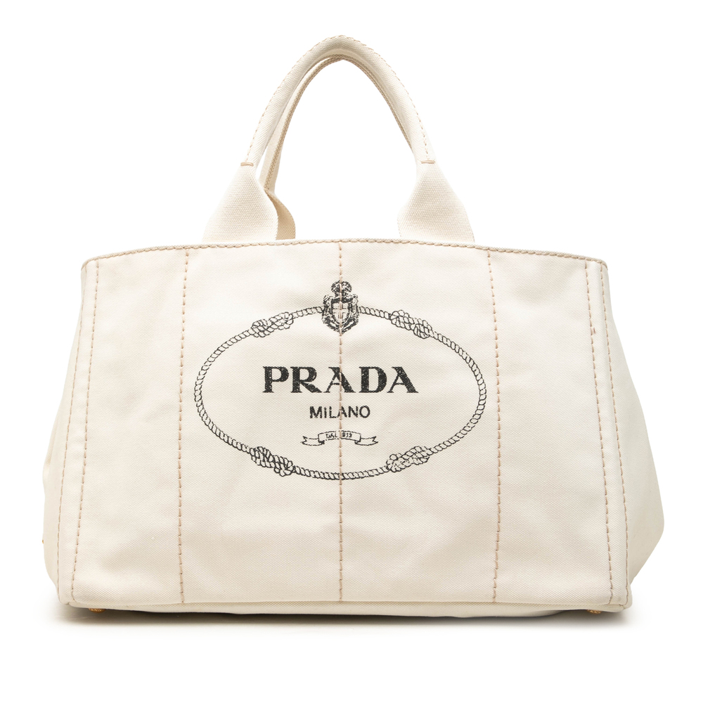 Pre-Loved Prada Large Canvas Canapa Logo Tote